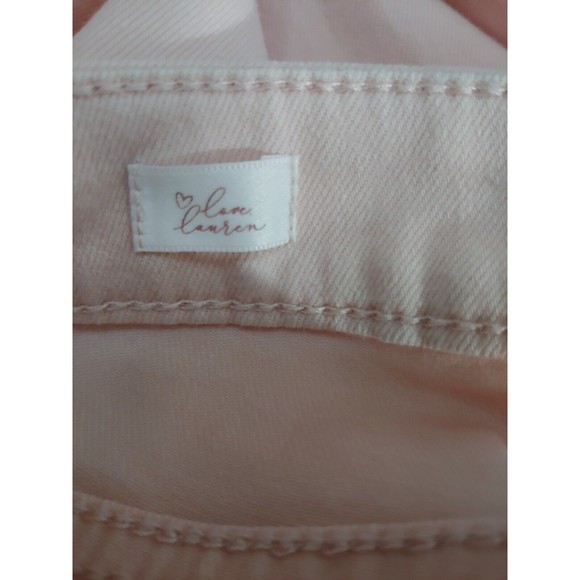 Love Lauren Conrad Womens Skinny Jeans Sz 4 Light Pink Heart Raw Hem Valentines - Picture 9 of 12